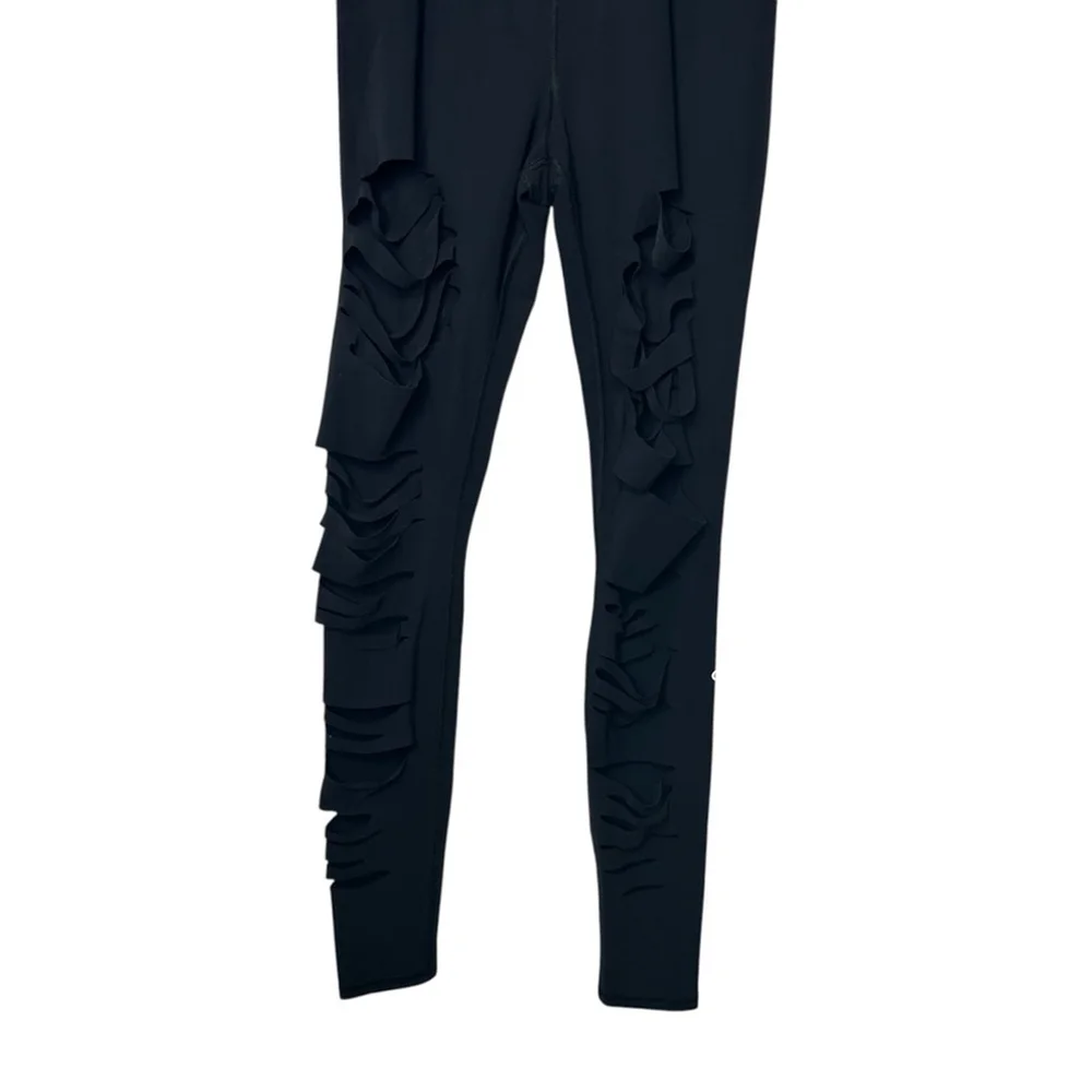 Alo Yoga Extreme Ripped Slash Warrior Legging Black High Rise Athleisure Small